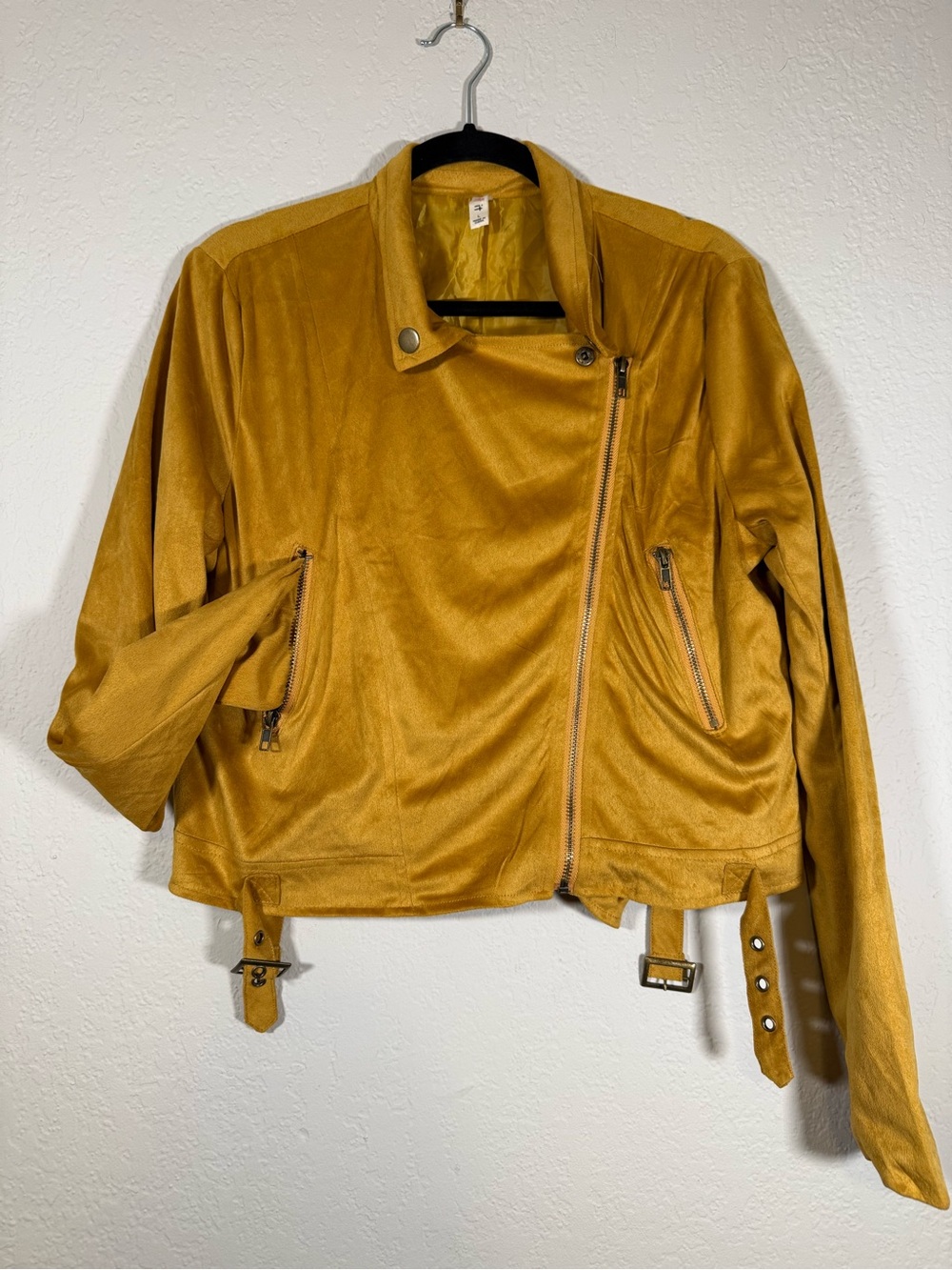 Women’s Mustard Yellow Moto Jacket Suede Large